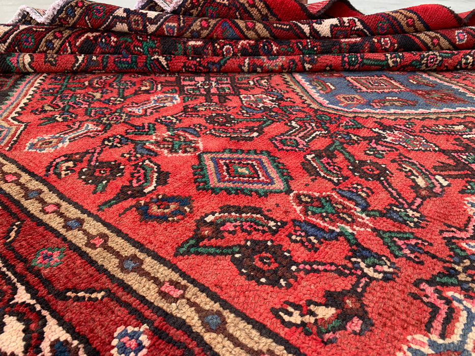 9'10 x 7'1 Hand-Knotted Persian Wool Rug - Coral Geometric Medallion Design - KBHM-1023