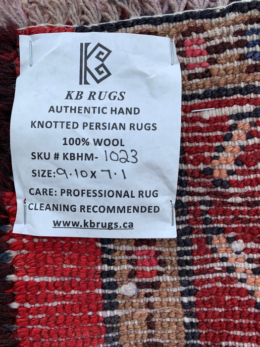 9'10 x 7'1 Hand-Knotted Persian Wool Rug - Coral Geometric Medallion Design - KBHM-1023