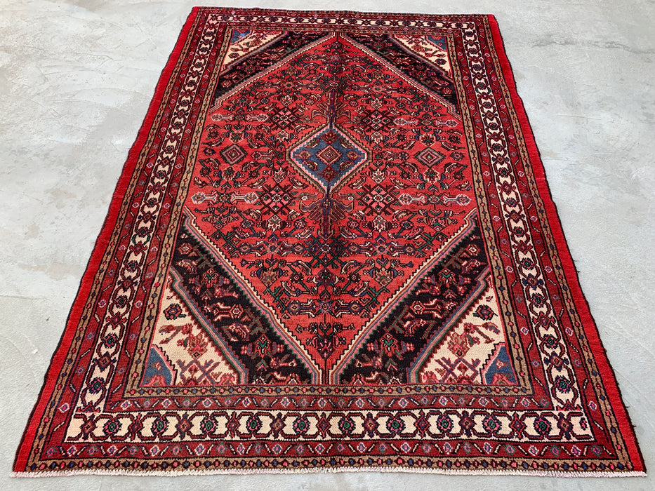 9'10 x 7'1 Hand-Knotted Persian Wool Rug - Coral Geometric Medallion Design - KBHM-1023