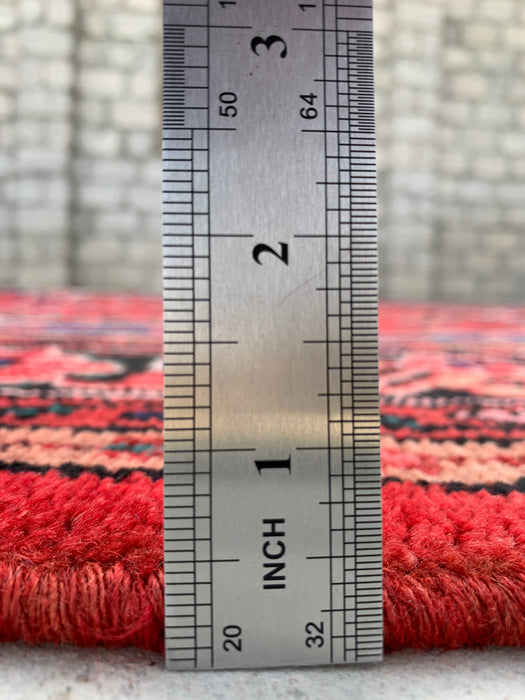 Handmade Persian Wool Area Rug 7x10 - Red & Navy Floral Medallion Persian Style Rug - Exact Size 9'11" x 6'11" - KBHM-1024