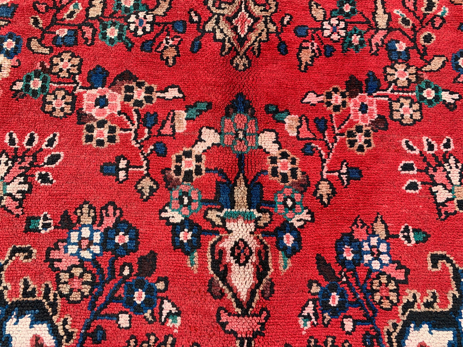 Handmade Persian Wool Area Rug 7x10 - Red & Navy Floral Medallion Persian Style Rug - Exact Size 9'11" x 6'11" - KBHM-1024