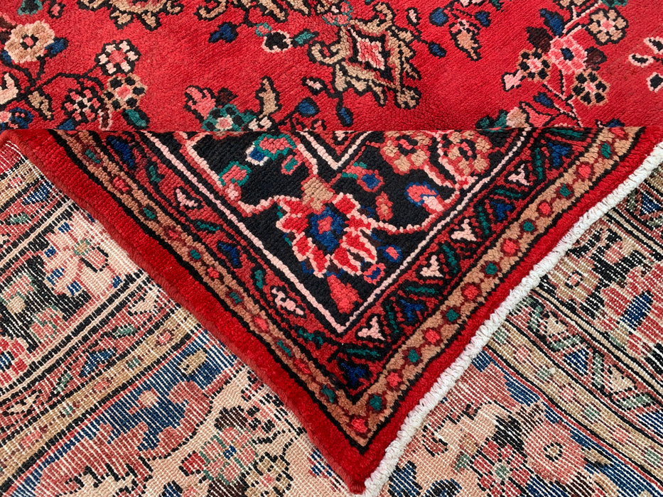 Handmade Persian Wool Area Rug 7x10 - Red & Navy Floral Medallion Persian Style Rug - Exact Size 9'11" x 6'11" - KBHM-1024