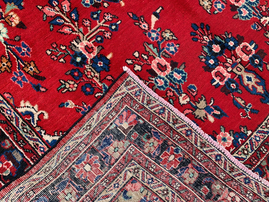 Handmade Persian  Wool Area Rug 7x10 - Red, Navy & Ivory Traditional Medallion Persian Style Rug - Exact Size 9'11" x 7'1" - KBHM-1025