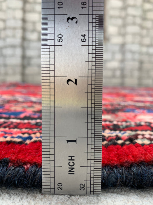 Handmade Persian  Wool Area Rug 7x10 - Red, Navy & Ivory Traditional Medallion Persian Style Rug - Exact Size 9'11" x 7'1" - KBHM-1025