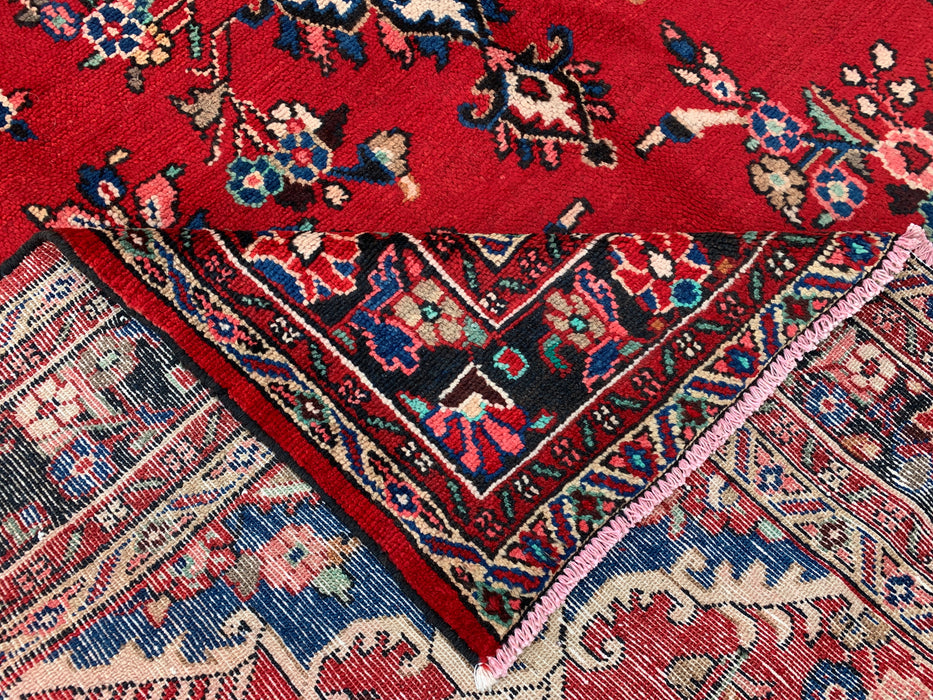 Handmade Persian  Wool Area Rug 7x10 - Red, Navy & Ivory Traditional Medallion Persian Style Rug - Exact Size 9'11" x 7'1" - KBHM-1025
