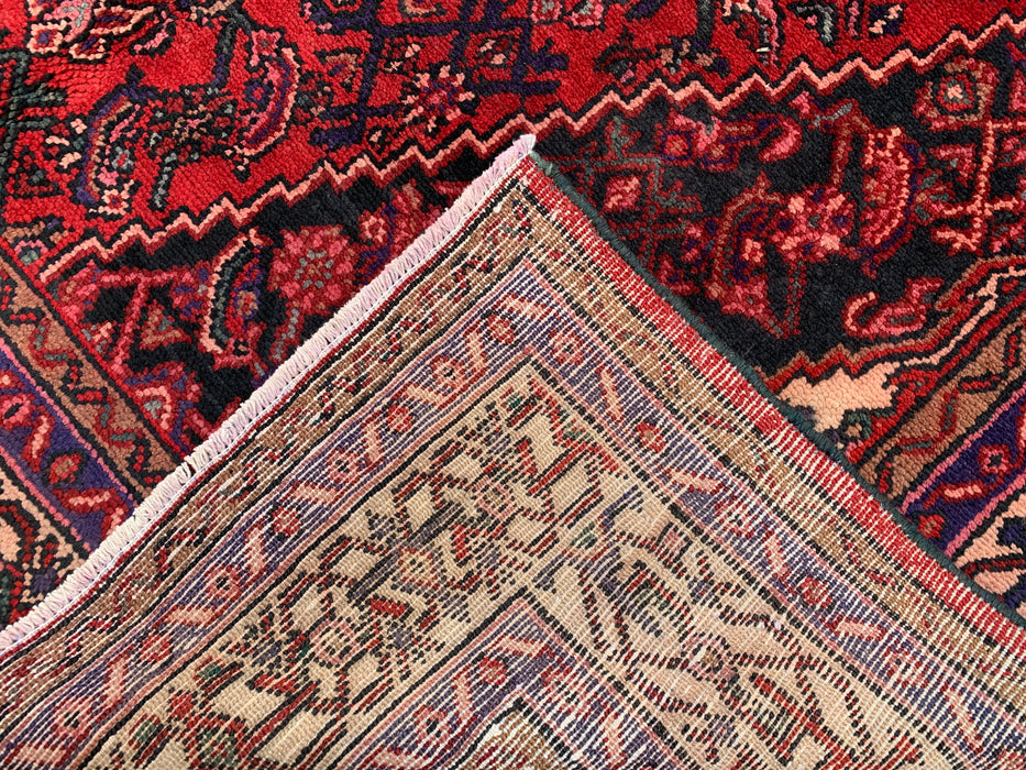 Handmade Persian Wool Area Rug 7x10 - Red, Navy & Ivory Traditional Geometric Medallion Persian Style Rug - Exact Size 10'2" x 6'11" - KBHM-1026