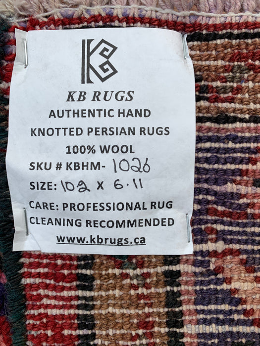 Handmade Persian Wool Area Rug 7x10 - Red, Navy & Ivory Traditional Geometric Medallion Persian Style Rug - Exact Size 10'2" x 6'11" - KBHM-1026