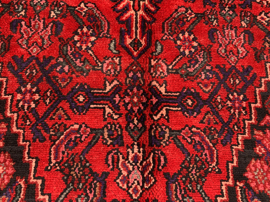 Handmade Persian Wool Area Rug 7x10 - Red, Navy & Ivory Traditional Geometric Medallion Persian Style Rug - Exact Size 10'2" x 6'11" - KBHM-1026