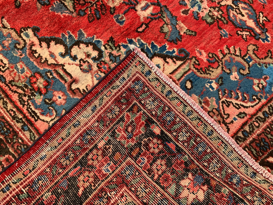 Handmade Persian Wool Area Rug 7x10 - Red, Blue & Ivory Traditional Medallion Persian Style Rug - Exact Size 10'3" x 7'0" - KBHM-1027