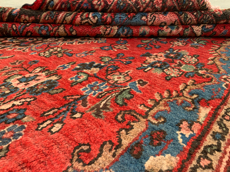 Handmade Persian Wool Area Rug 7x10 - Red, Blue & Ivory Traditional Medallion Persian Style Rug - Exact Size 10'3" x 7'0" - KBHM-1027