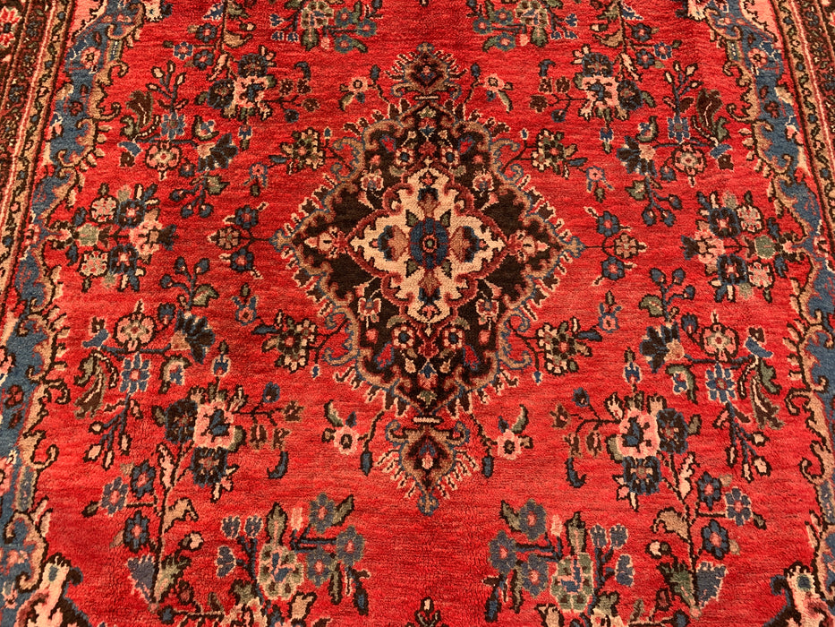 Handmade Persian Wool Area Rug 7x10 - Red, Blue & Ivory Traditional Medallion Persian Style Rug - Exact Size 10'3" x 7'0" - KBHM-1027