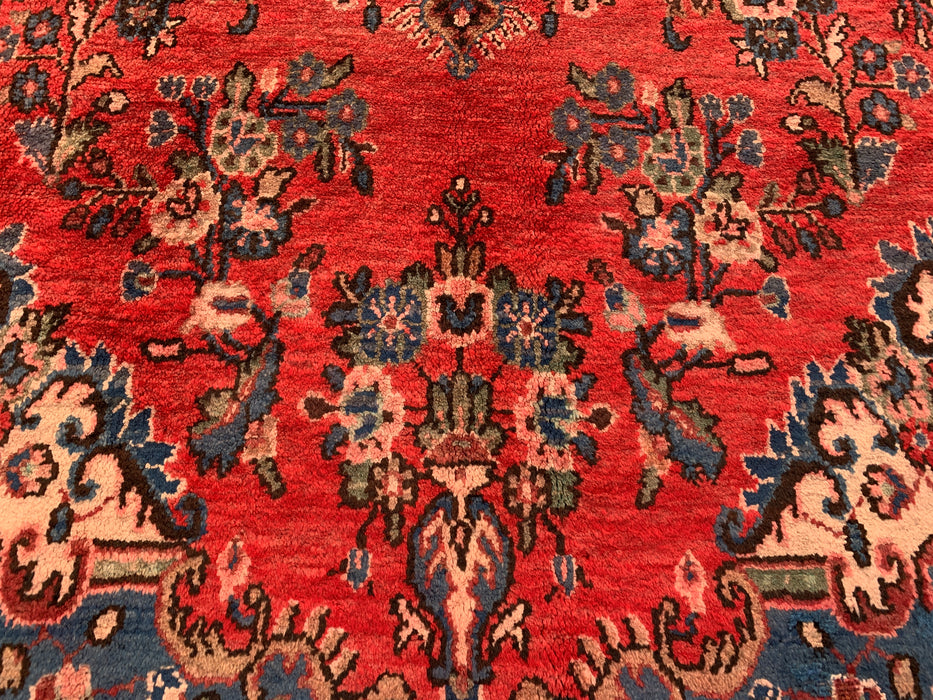 Handmade Persian Wool Area Rug 7x10 - Red, Blue & Ivory Traditional Medallion Persian Style Rug - Exact Size 10'3" x 7'0" - KBHM-1027
