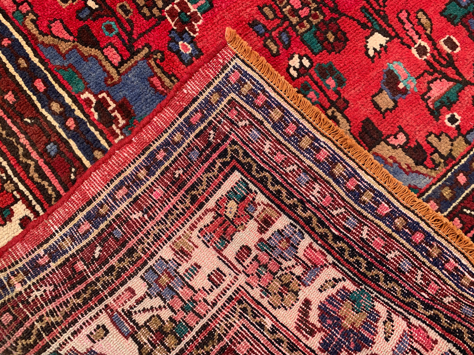 Handmade Persian Wool Area Rug 7x10 - Red, Blue & Ivory Traditional Medallion Persian Style Rug - Exact Size 10'2" x 7'3" - KBHM-1028