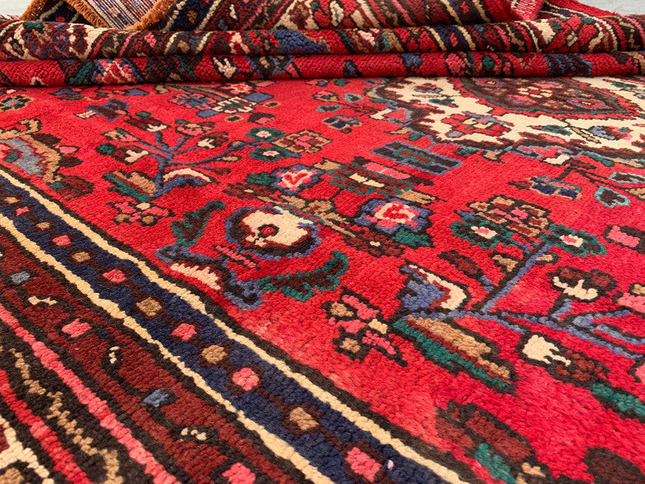 Handmade Persian Wool Area Rug 7x10 - Red, Blue & Ivory Traditional Medallion Persian Style Rug - Exact Size 10'2" x 7'3" - KBHM-1028