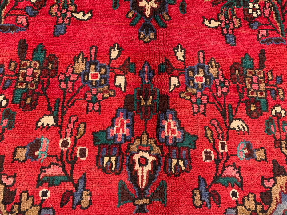 Handmade Persian Wool Area Rug 7x10 - Red, Blue & Ivory Traditional Medallion Persian Style Rug - Exact Size 10'2" x 7'3" - KBHM-1028
