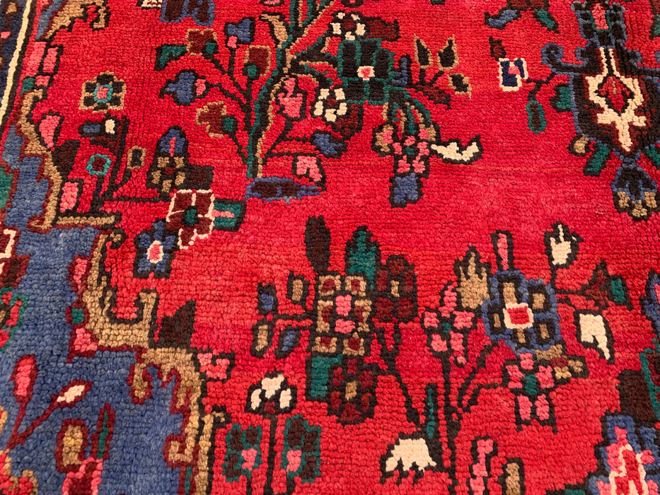 Handmade Persian Wool Area Rug 7x10 - Red, Blue & Ivory Traditional Medallion Persian Style Rug - Exact Size 10'2" x 7'3" - KBHM-1028