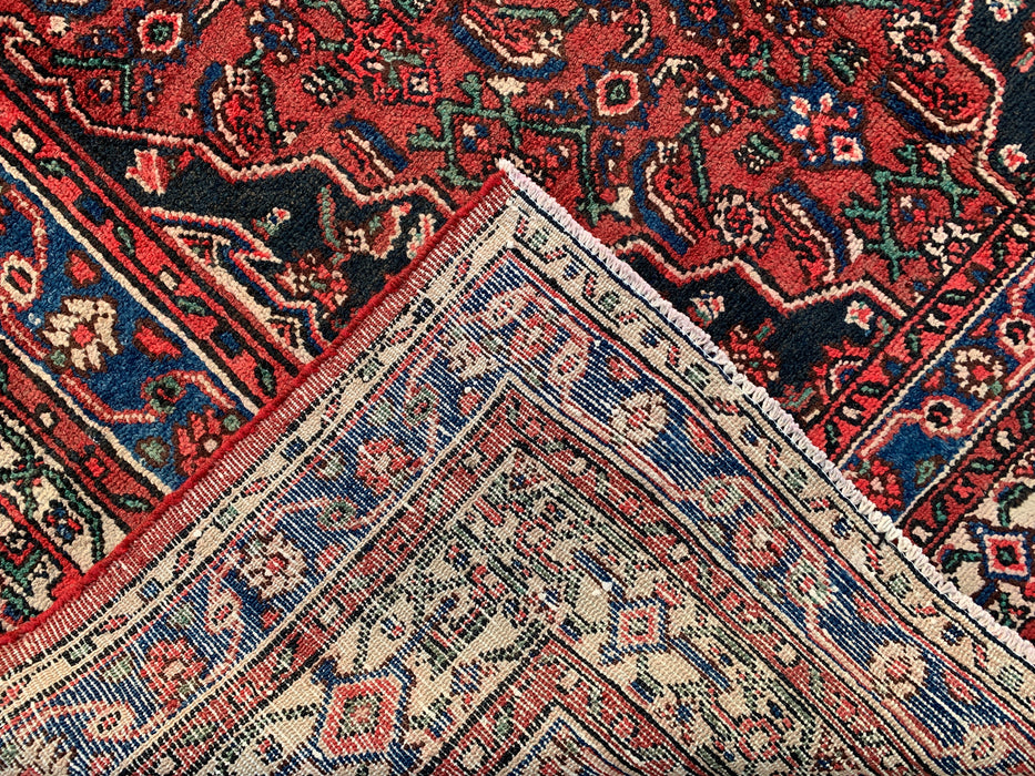 9'10 x 6'11 Hand-Knotted Persian Wool Rug in Red, Blue & Ivory Traditional Geometric Medallion Design | KBHM-1029