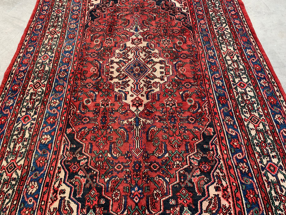 9'10 x 6'11 Hand-Knotted Persian Wool Rug in Red, Blue & Ivory Traditional Geometric Medallion Design | KBHM-1029