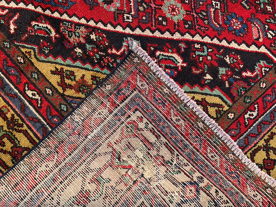 9'10 x 6'9 Hand-Knotted Persian Wool Rug in Red, Navy & Gold Traditional Geometric Medallion Design | KBHM-1030