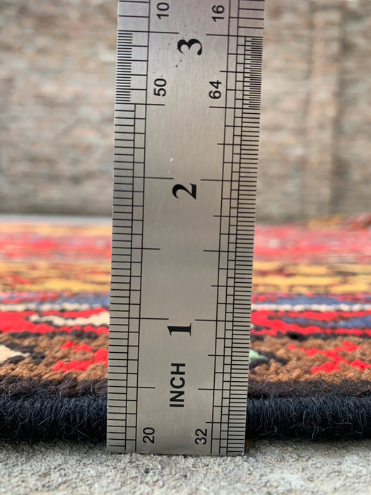 9'10 x 6'9 Hand-Knotted Persian Wool Rug in Red, Navy & Gold Traditional Geometric Medallion Design | KBHM-1030