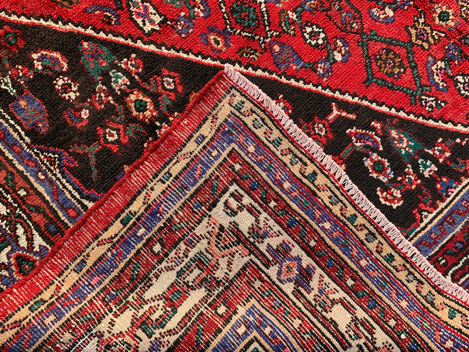 9'9 x 6'10 Hand-Knotted Persian Wool Rug in Red, Ivory & Brown Traditional Geometric Medallion Design | KBHM-1031