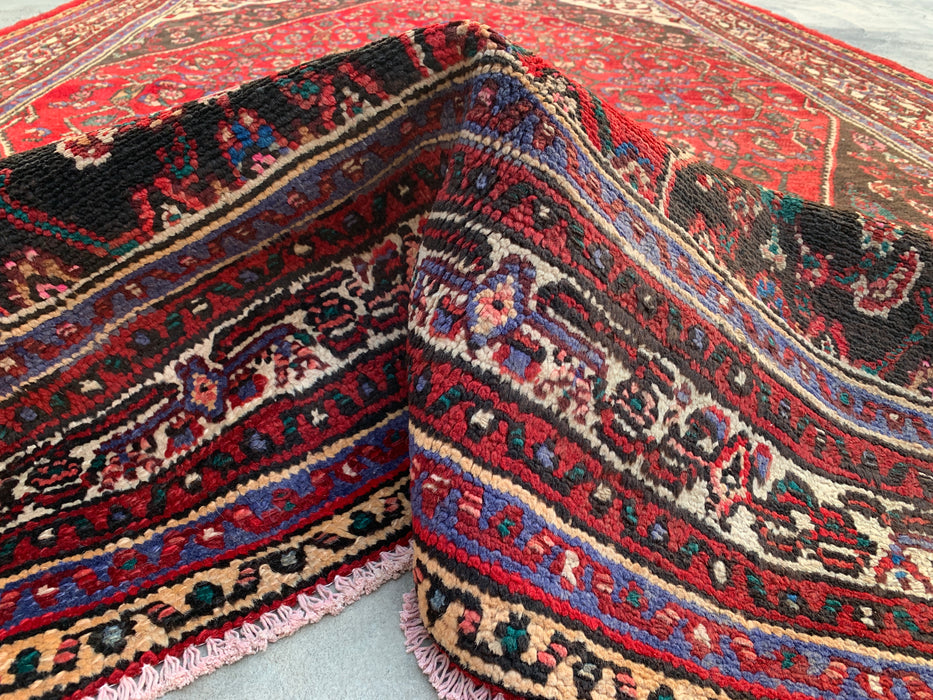 9'9 x 6'10 Hand-Knotted Persian Wool Rug in Red, Ivory & Brown Traditional Geometric Medallion Design | KBHM-1031