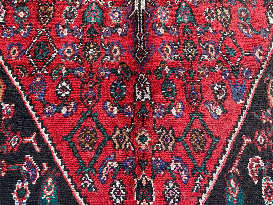 9'9 x 6'10 Hand-Knotted Persian Wool Rug in Red, Ivory & Brown Traditional Geometric Medallion Design | KBHM-1031