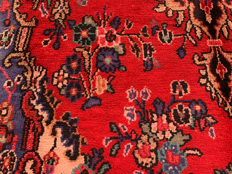 Handmade Persian Wool Area Rug 7x10 - Red, Blue & Ivory Traditional Medallion Persian Style Rug - Exact Size 10'4" x 7'1" - KBHM-1032