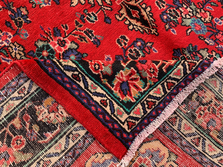 Handmade Persian Wool Area Rug 7x10 - Red, Blue & Ivory Traditional Medallion Persian Style Rug - Exact Size 10'4" x 7'1" - KBHM-1032