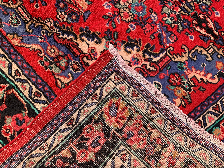 Handmade Persian Wool Area Rug 7x10 - Red, Blue & Ivory Traditional Medallion Persian Style Rug - Exact Size 10'4" x 7'1" - KBHM-1032