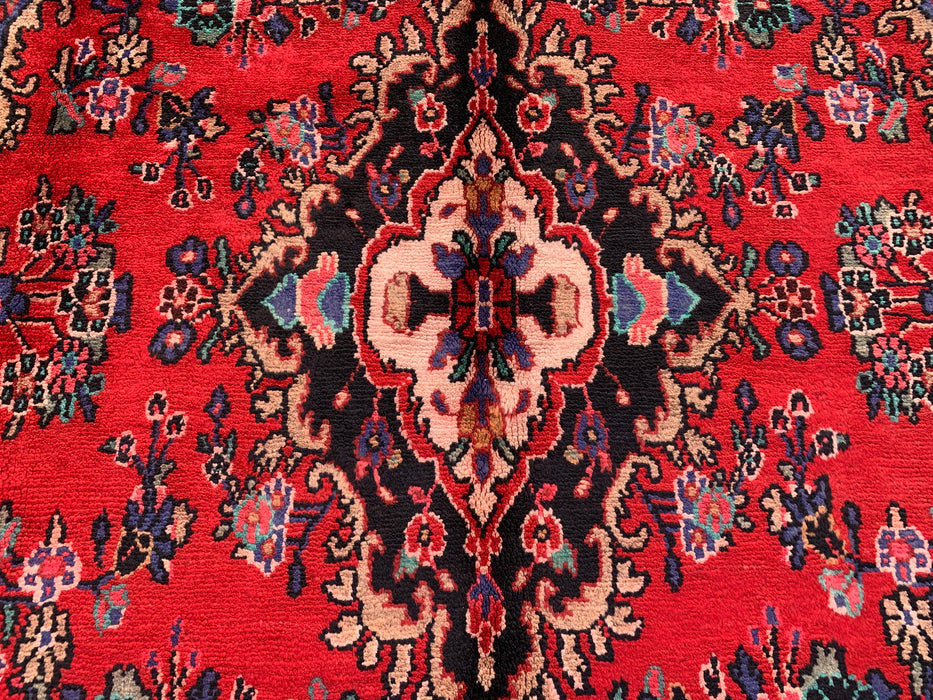 Handmade Persian Wool Area Rug 7x10 - Red, Blue & Ivory Traditional Medallion Persian Style Rug - Exact Size 10'4" x 7'1" - KBHM-1032