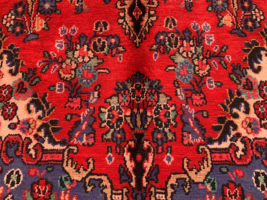 Handmade Persian Wool Area Rug 7x10 - Red, Blue & Ivory Traditional Medallion Persian Style Rug - Exact Size 10'4" x 7'1" - KBHM-1032