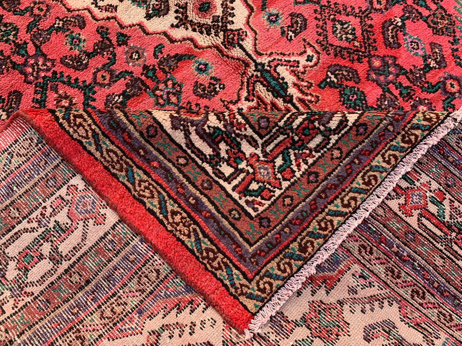 9'9 x 7'0 Hand-Knotted Persian Wool Rug in Red, Ivory & Charcoal Traditional Geometric Medallion Design | KBHM-1033