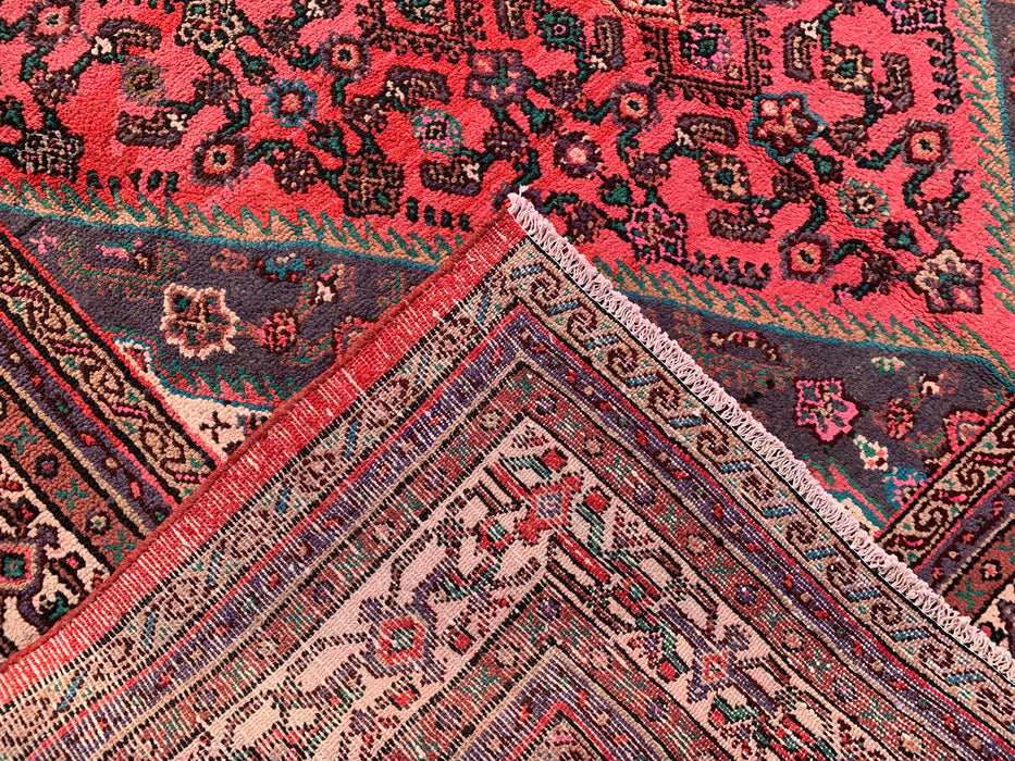 9'9 x 7'0 Hand-Knotted Persian Wool Rug in Red, Ivory & Charcoal Traditional Geometric Medallion Design | KBHM-1033