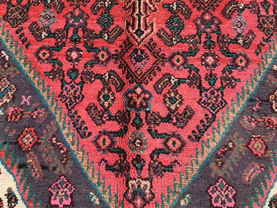 9'9 x 7'0 Hand-Knotted Persian Wool Rug in Red, Ivory & Charcoal Traditional Geometric Medallion Design | KBHM-1033