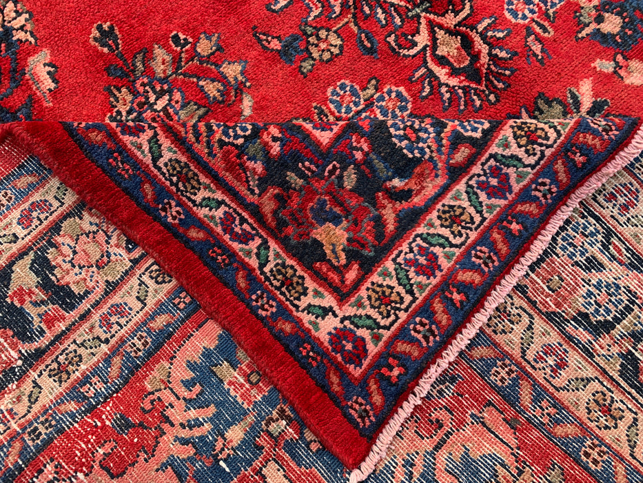 Handmade Persian Wool Area Rug 7x10 - Red, Blue & Ivory Traditional Medallion Persian Style Rug - Exact Size 9'11" x 7'0" - KBHM-1034