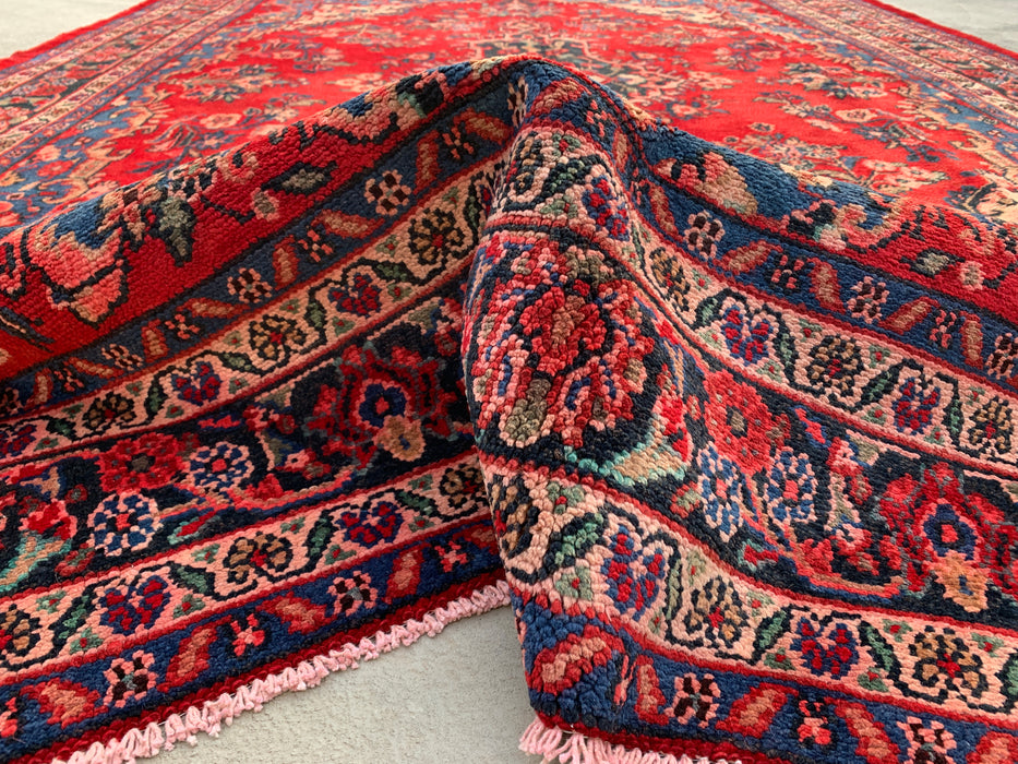 Handmade Persian Wool Area Rug 7x10 - Red, Blue & Ivory Traditional Medallion Persian Style Rug - Exact Size 9'11" x 7'0" - KBHM-1034