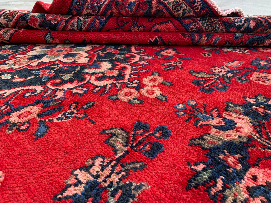Handmade Persian Wool Area Rug 7x10 - Red, Blue & Ivory Traditional Medallion Persian Style Rug - Exact Size 9'11" x 7'0" - KBHM-1034
