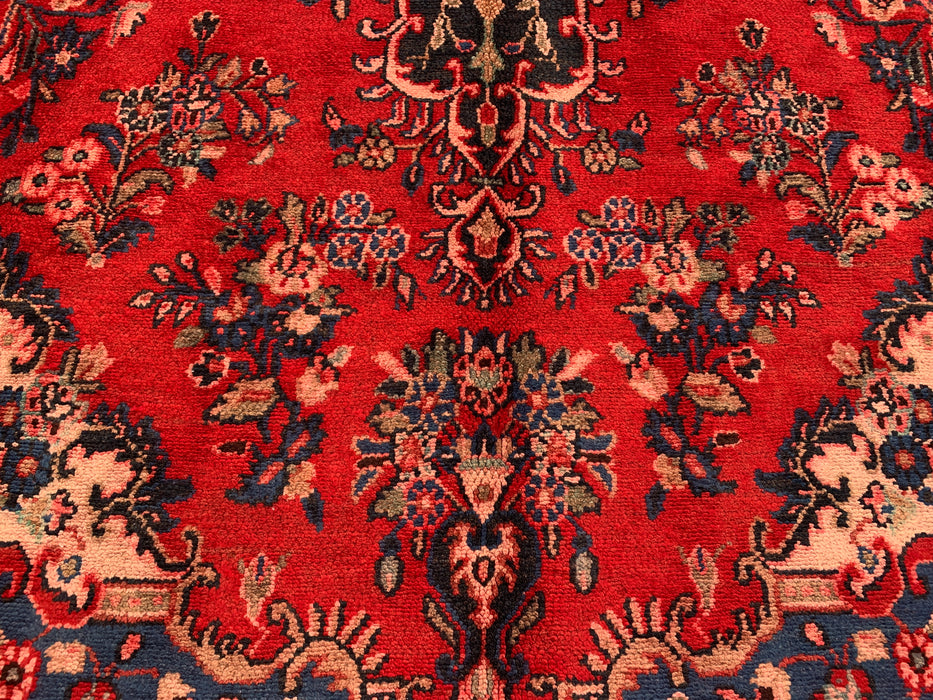Handmade Persian Wool Area Rug 7x10 - Red, Blue & Ivory Traditional Medallion Persian Style Rug - Exact Size 9'11" x 7'0" - KBHM-1034