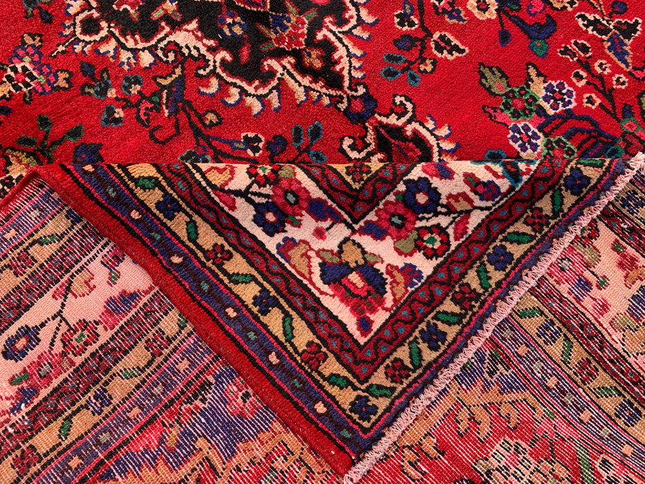 Handmade Persian Wool Area Rug 7x10 - Red, Navy & Ivory Traditional Medallion Persian Style Rug - Exact Size 9'9" x 6'8" - KBHM-1035