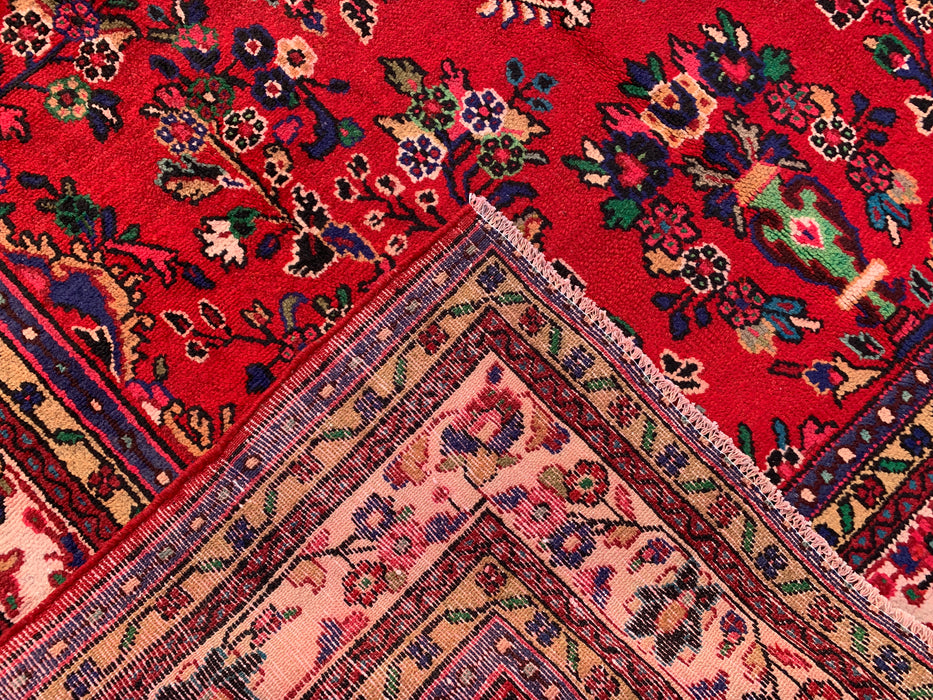 Handmade Persian Wool Area Rug 7x10 - Red, Navy & Ivory Traditional Medallion Persian Style Rug - Exact Size 9'9" x 6'8" - KBHM-1035