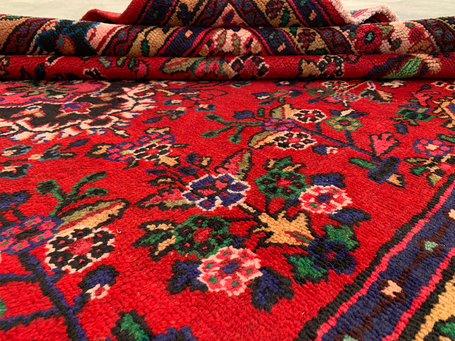 Handmade Persian Wool Area Rug 7x10 - Red, Navy & Ivory Traditional Medallion Persian Style Rug - Exact Size 9'9" x 6'8" - KBHM-1035