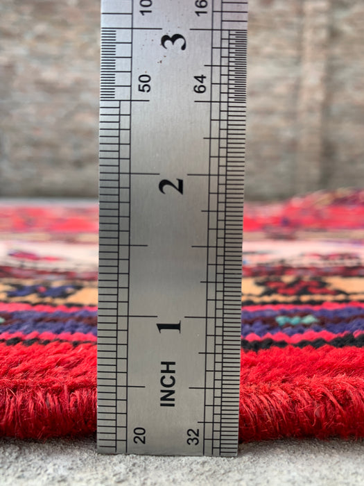 Handmade Persian Wool Area Rug 7x10 - Red, Navy & Ivory Traditional Medallion Persian Style Rug - Exact Size 9'9" x 6'8" - KBHM-1035