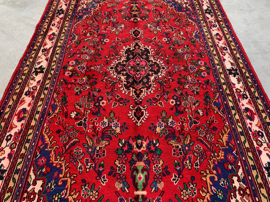 Handmade Persian Wool Area Rug 7x10 - Red, Navy & Ivory Traditional Medallion Persian Style Rug - Exact Size 9'9" x 6'8" - KBHM-1035
