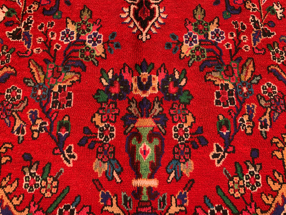 Handmade Persian Wool Area Rug 7x10 - Red, Navy & Ivory Traditional Medallion Persian Style Rug - Exact Size 9'9" x 6'8" - KBHM-1035