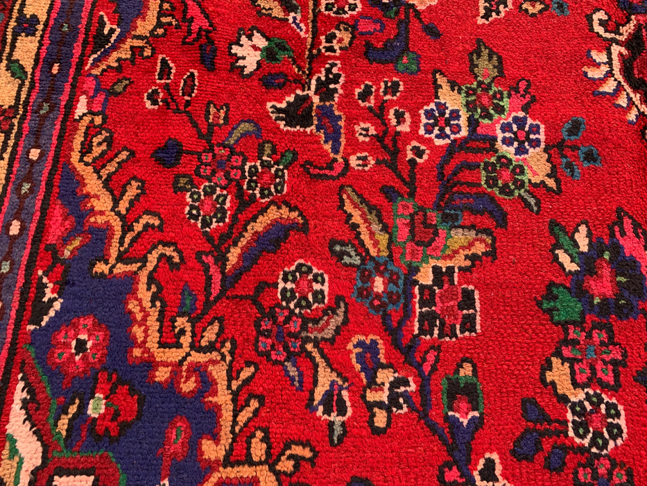 Handmade Persian Wool Area Rug 7x10 - Red, Navy & Ivory Traditional Medallion Persian Style Rug - Exact Size 9'9" x 6'8" - KBHM-1035