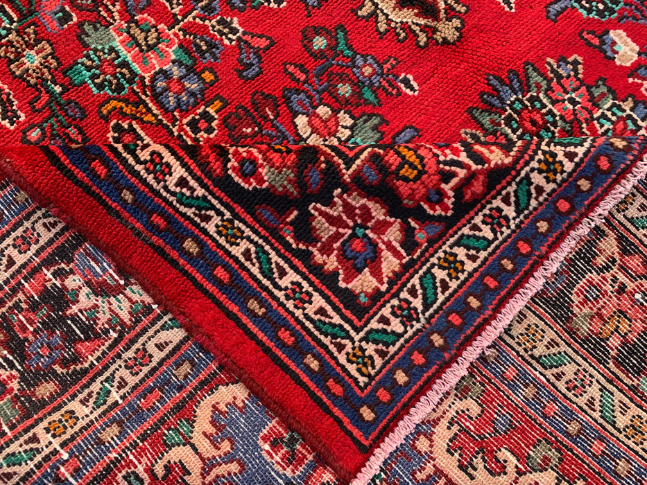 Handmade Persian Wool Area Rug 7x10 - Red, Blue & Ivory Traditional Medallion Persian Style Rug - Exact Size 9'9" x 7'1" - KBHM-1037