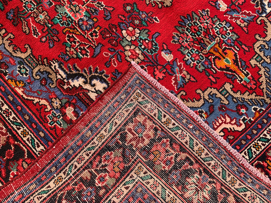 Handmade Persian Wool Area Rug 7x10 - Red, Blue & Ivory Traditional Medallion Persian Style Rug - Exact Size 9'9" x 7'1" - KBHM-1037