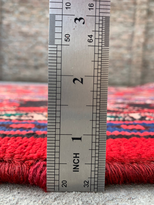 Handmade Persian Wool Area Rug 7x10 - Red, Blue & Ivory Traditional Medallion Persian Style Rug - Exact Size 9'9" x 7'1" - KBHM-1037