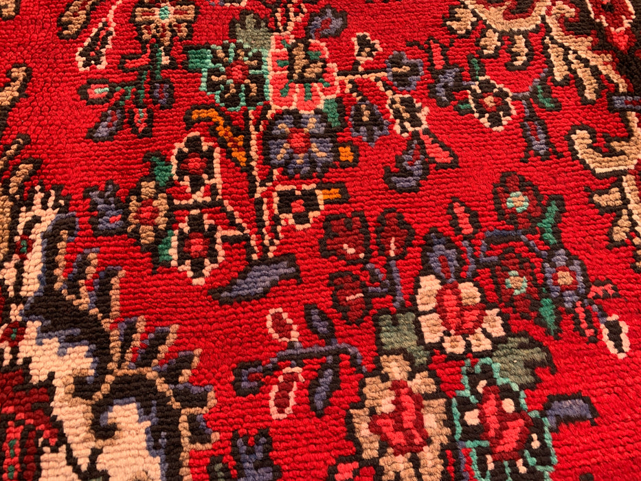 Handmade Persian Wool Area Rug 7x10 - Red, Blue & Ivory Traditional Medallion Persian Style Rug - Exact Size 9'9" x 7'1" - KBHM-1037
